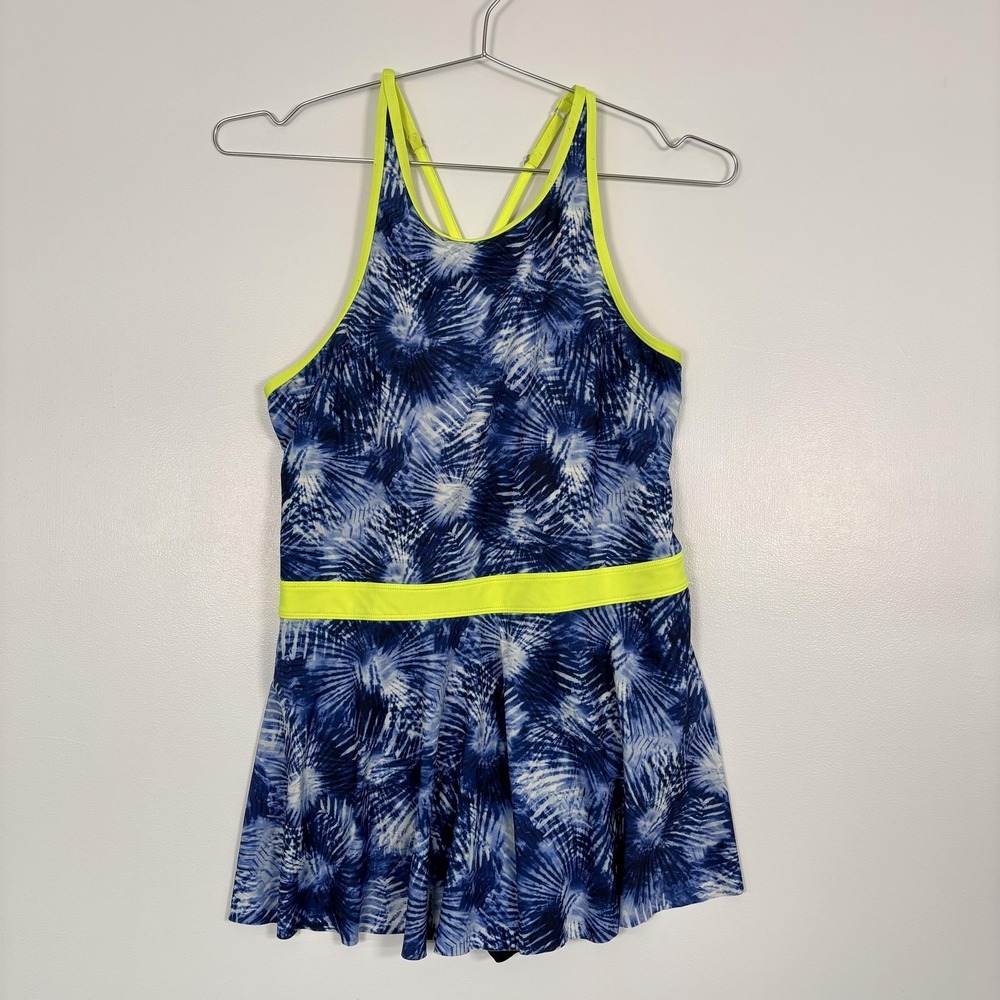 Lands' End Swimdress Womens 16 Plus Blue Tie Dye Adjustable Straps One Piece